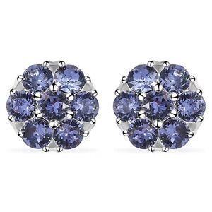 NWT Colleen Lopez Tanzanite Flower Cluster Stud Earrings in 925 Sterling Silver.